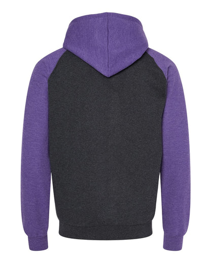 King Fashion Fleece Raglan Hooded Sweatshirt KF4042 #color_Dark Charcoal/ Heather Purple
