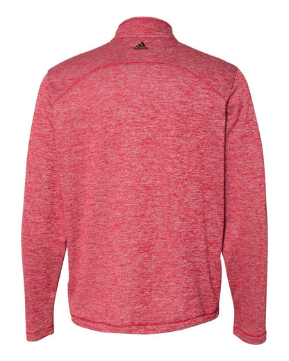 Adidas A284 Brushed Terry Heathered Quarter-Zip Pullover #color_Power Red Heather/ Black