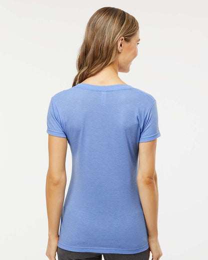 M&O Women's Deluxe Blend V-Neck T-Shirt 3542 #colormdl_Heather Blue