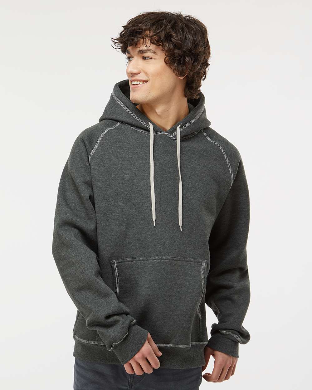King Fashion Extra Heavy Hooded Pullover KP8011 #colormdl_Charcoal Mix