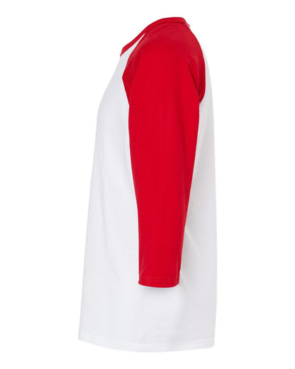 M&O Raglan Three-Quarter Sleeve Baseball T-Shirt 5540 #color_White/ Red