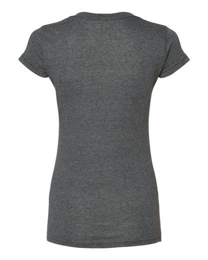 M&O Women's Deluxe Blend V-Neck T-Shirt 3542 #color_Heather Charcoal