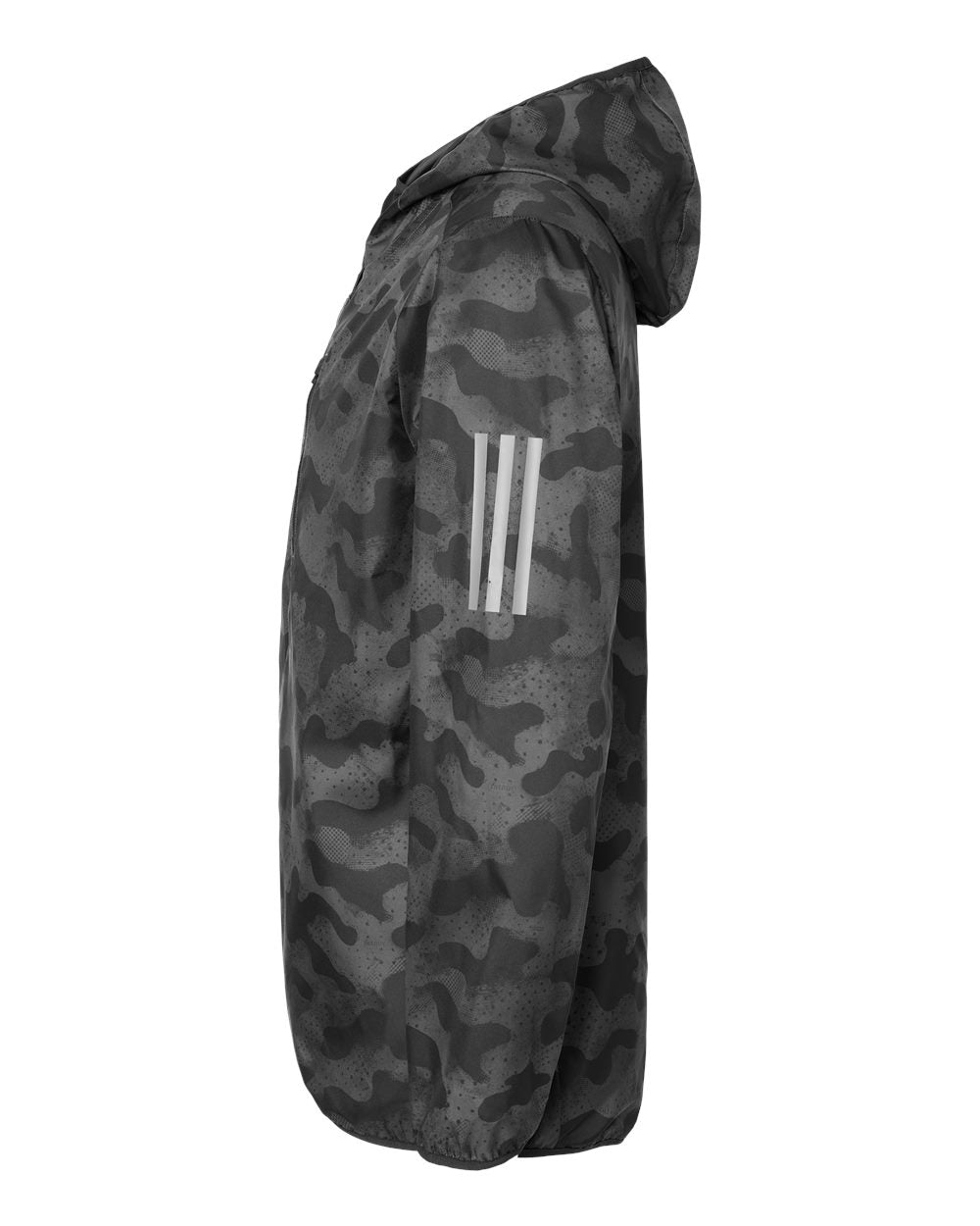 Adidas A524 Hooded Full-Zip Windbreaker #color_Grey Six/ Black
