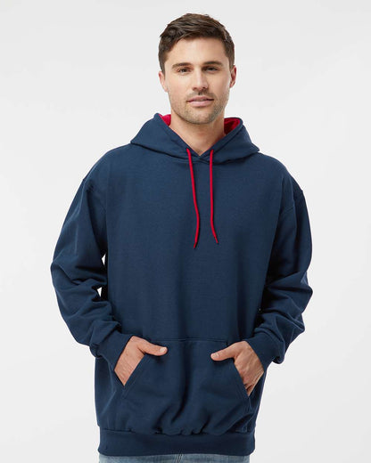 King Fashion Two-Tone Hooded Sweatshirt KF9041 #colormdl_Navy/ Red