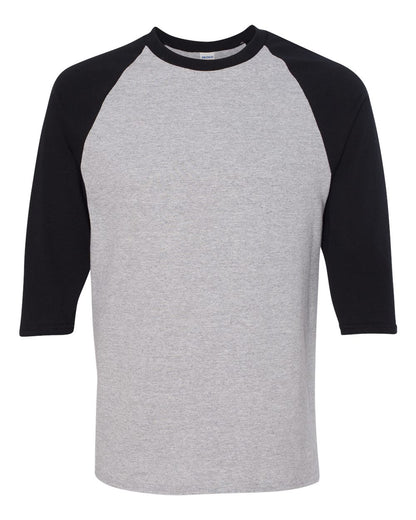 Gildan Heavy Cotton™ Raglan Three-Quarter Sleeve T-Shirt 5700 #color_Sport Grey/ Black
