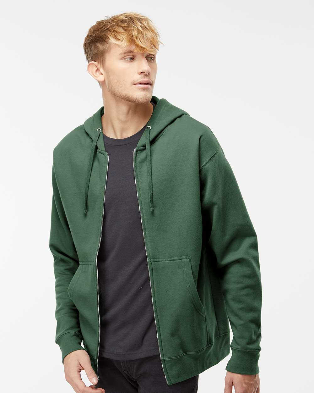 Independent Trading Co. Midweight Full-Zip Hooded Sweatshirt SS4500Z #colormdl_Alpine Green