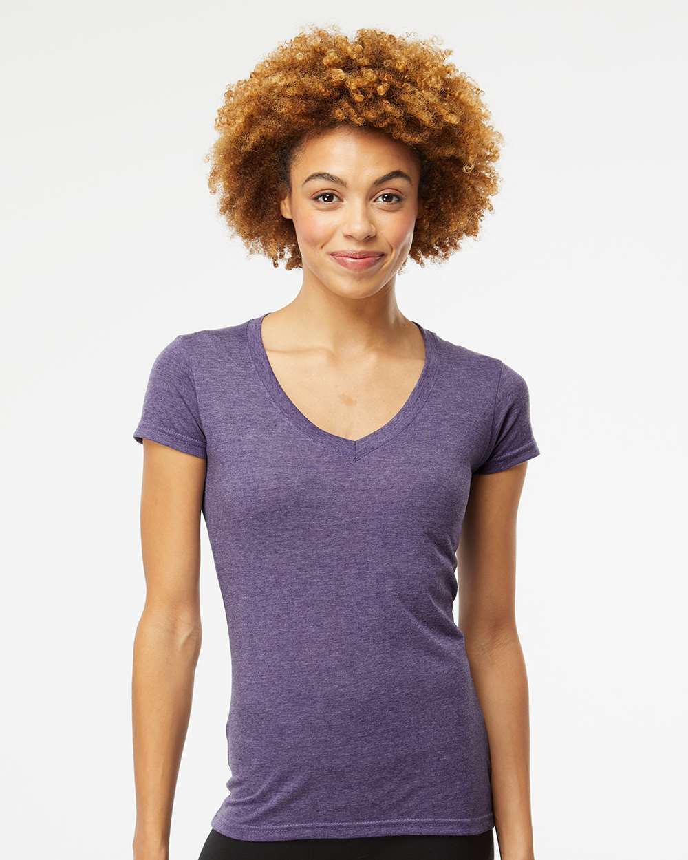 M&O Women's Deluxe Blend V-Neck T-Shirt 3542 #colormdl_Heather Purple