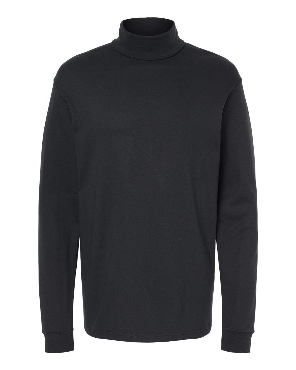King Fashion Interlock Turtleneck Long Sleeve T-Shirt KF4900 #color_Black