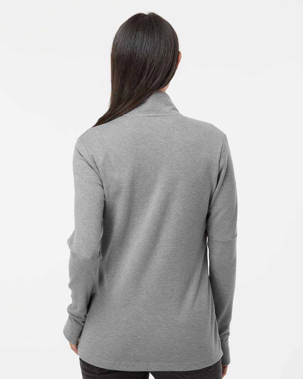 Adidas A555 Women's 3-Stripes Quarter-Zip Sweater #colormdl_Grey Three Melange