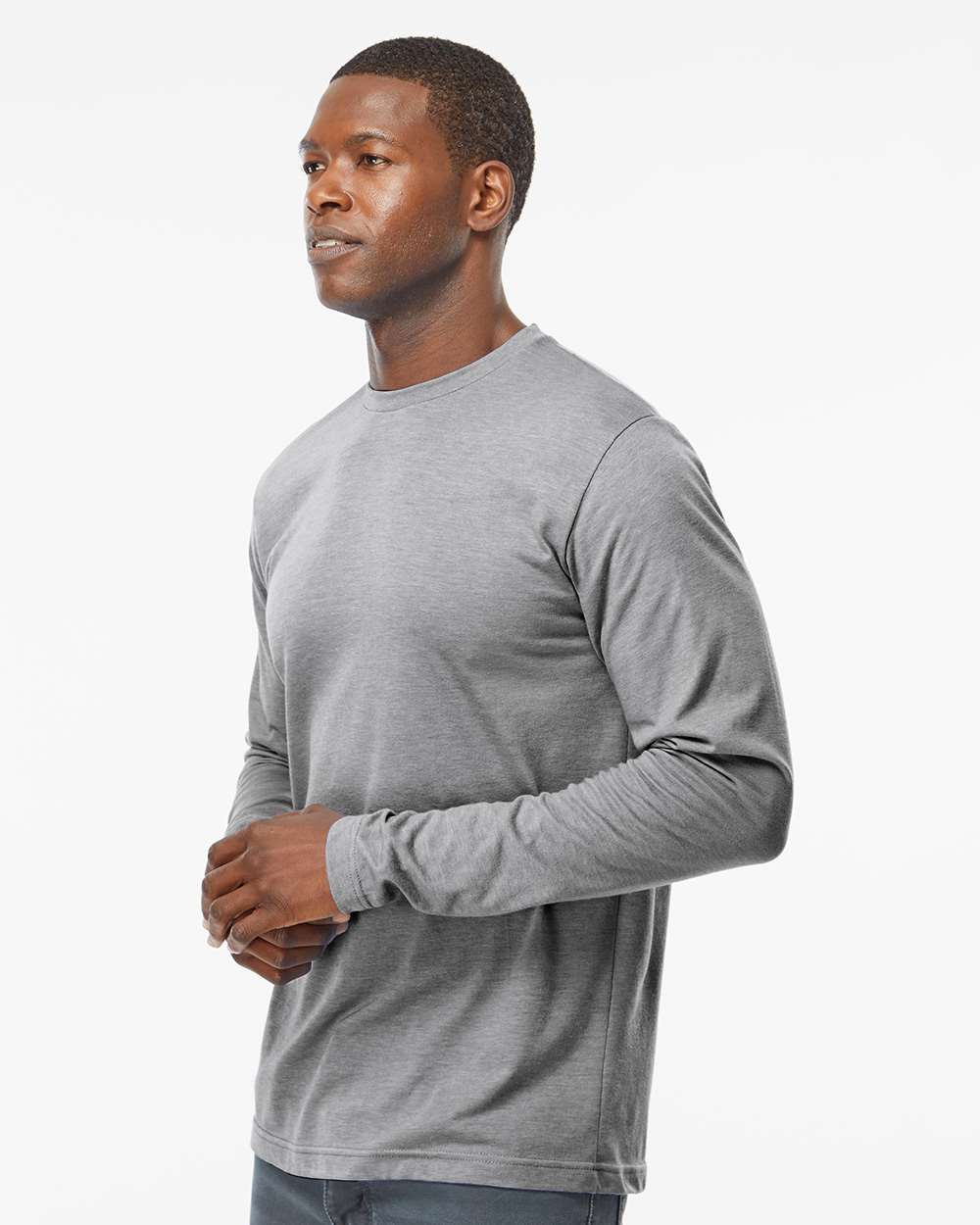 M&O Poly-Blend Long Sleeve T-Shirt 3520 #colormdl_Heather Grey
