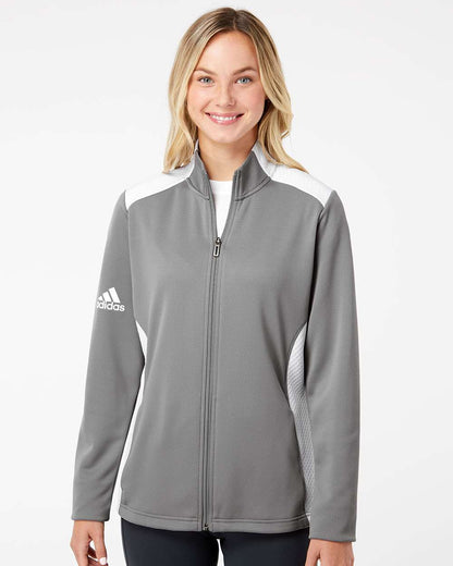 Adidas A529 Women's Textured Mixed Media Full-Zip Jacket #colormdl_Grey Three/ White