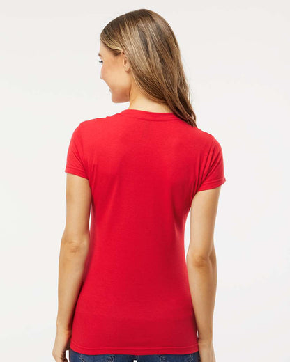 M&O Women's Deluxe Blend V-Neck T-Shirt 3542 #colormdl_Red