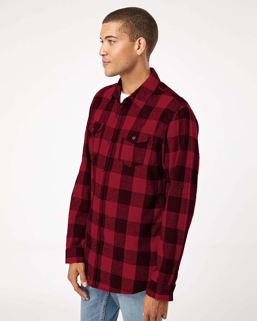 Burnside Yarn-Dyed Long Sleeve Flannel Shirt 8210 #colormdl_Red/ Black Buffalo