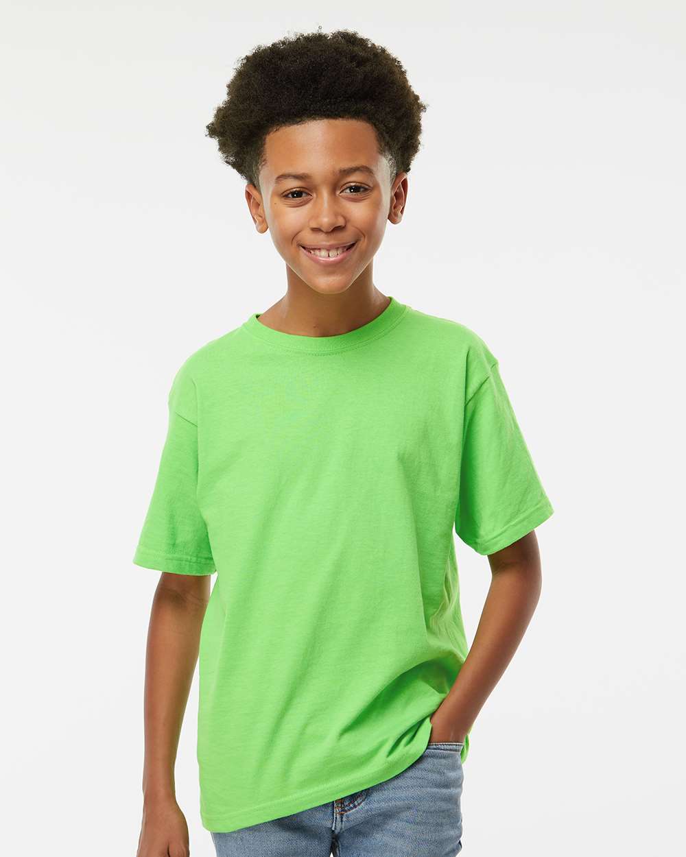 M&O Youth Gold Soft Touch T-Shirt 4850 #colormdl_Vivid Lime