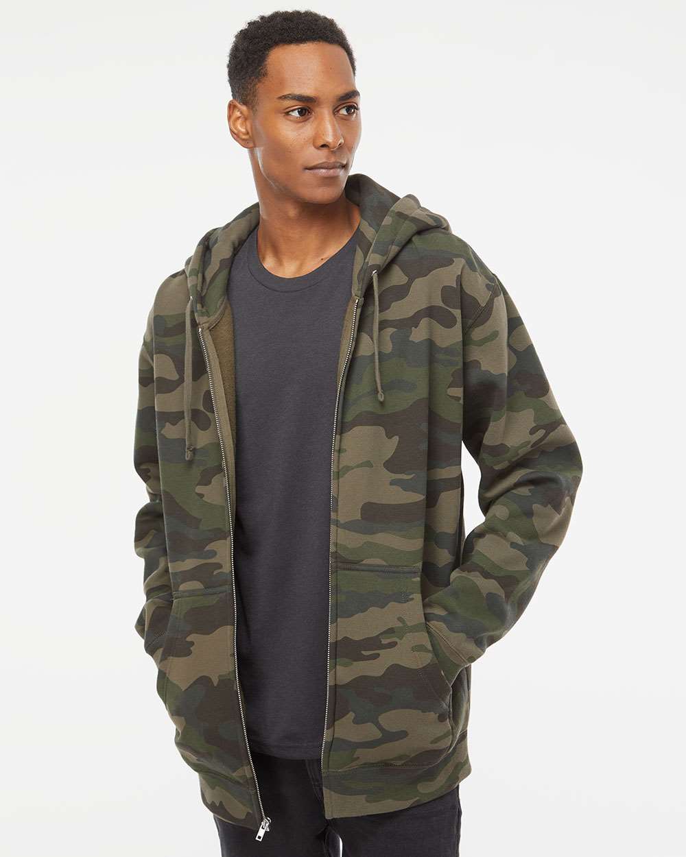 Independent Trading Co. Heavyweight Full-Zip Hooded Sweatshirt IND4000Z #colormdl_Forest Camo