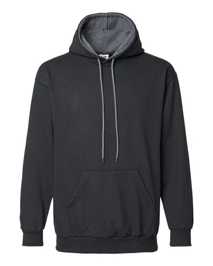 King Fashion Two-Tone Hooded Sweatshirt KF9041 #color_Black/ Charcoal