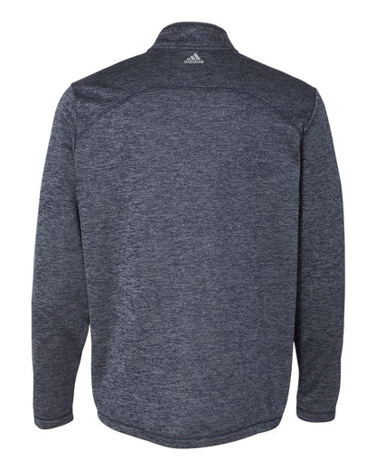 Adidas A284 Brushed Terry Heathered Quarter-Zip Pullover #color_Navy Heather/ Mid Grey
