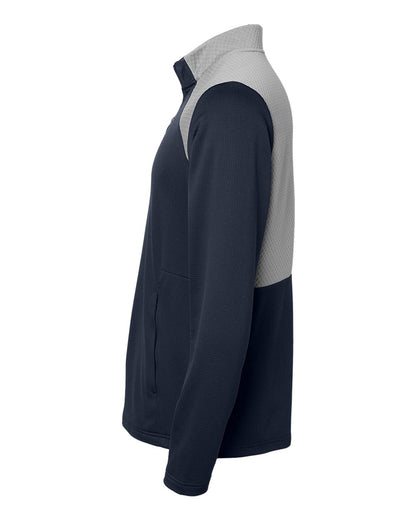 Adidas  A532 Textured Mixed Media Quarter-Zip Pullover #color_Collegiate Navy/ Grey Three