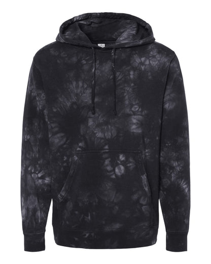 Independent Trading Co. Unisex Midweight Tie-Dyed Hooded Sweatshirt PRM4500TD #color_Tie Dye Black